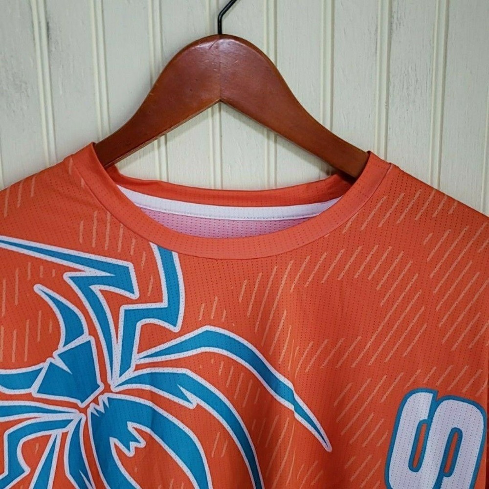 Spiderz Shirt Mens XL Orange Short Sleeve Baseball Jersey Spider Logo Top